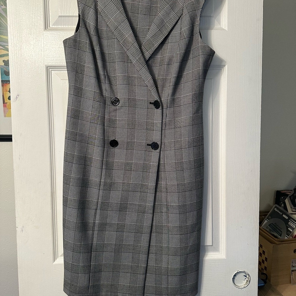 Calvin Klein Gray Sheath Midi Dress V-neck